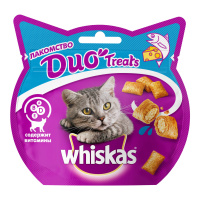 WHISKAS лакомство для кошек Duo Treats c лососем и сыром 40 г