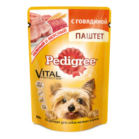 PEDIGREE влажный корм паштет с говядиной для собак мелких пород 80 г