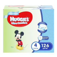 HUGGIES подгузники Ultra Comfort Disney Box для мальчиков 4 (8-14кг) 126 шт