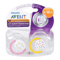 AVENT пустышка силиконовая ортодонтическая Free Flow SCF180/28 (6-18 месяцев) 2 шт