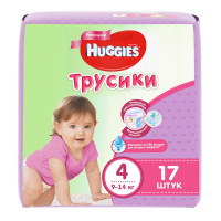 HUGGIES трусики-подгузники для девочек 4 (9-14кг) 17 шт