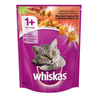 WHISKAS сухой корм для кошек старше года подушечки с паштетом из говядины и мяса кролика 0,8 кг