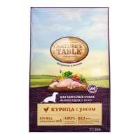 NATURES TABLE сухой корм Курица с Рисом для собак мелких и миниатюрных пород 500 г