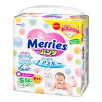MERRIES подгузники-трусики S (4 - 8) 62 шт