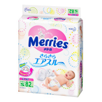 MERRIES подгузники S (4 - 8 кг) 82 шт