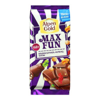 ALPEN GOLD шоколад молочный Max Fun карамель, мармелад, печенье 160 г