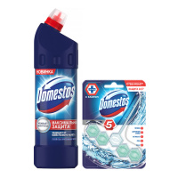 DOMESTOS универсальный чистящий гель Кристальная Чистота 1 л + туалетный блок