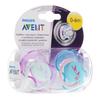 AVENT пустышка силиконовая ортодонтическая Free Flow SCF172/18 (0-6 месяцев) 2 шт