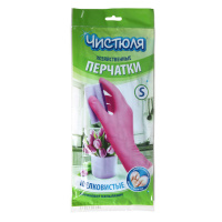 ЧИСТЮЛЯ Перчатки латексные с напылением хлопка S