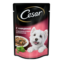 CESAR влажный корм для собак из говядины и кролика со шпинатом 100 г
