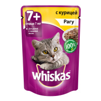 WHISKAS влажный корм для кошек старше 7 лет рагу с курицей 85 г