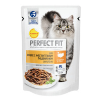 PERFECT FIT влажный корм Sensitive для взрослых кошек с чувствительным пищеварением с индейкой 85 г