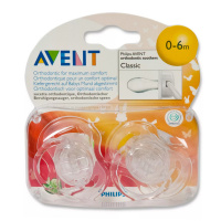 AVENT пустышка силиконовая ортодонтическая Classic SCF170/18 (0-6 месяцев) 2 шт