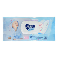 AURA Влажные салфетки для детей Ultra Comfort с крышкой 120 шт