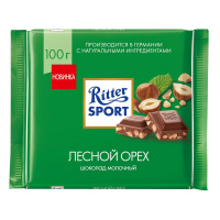 RITTER SPORT шоколад молочный с Дробленым лесным орехом 100 г