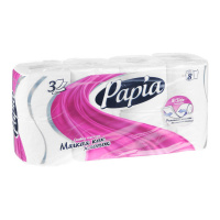 PAPIA туалетная бумага белая трёхслойная 8 шт