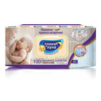 СОЛНЦЕ И ЛУНА влажные салфетки для детей Нежное Прикосновение с крышкой 100 шт