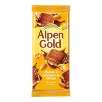 ALPEN GOLD шоколад молочный Арахис и Кукурузные Хлопья 95 г