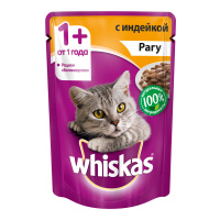 WHISKAS влажный корм для взрослых кошек рагу с индейкой 85 г