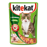 KITEKAT влажный корм для кошек с мясом кролика в желе 85 г