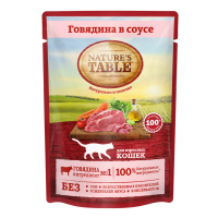 NATURES TABLE влажный корм для взрослых кошек Говядина в Соусе 85 г