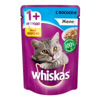 WHISKAS влажный корм для взрослых кошек желе с лососем 85 г