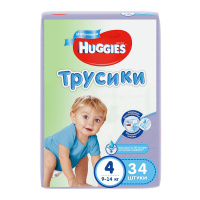 HUGGIES трусики-подгузники для мальчиков 4 (9-14кг) 34 шт