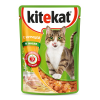 KITEKAT влажный корм для кошек с мясом курицы в желе 85 г