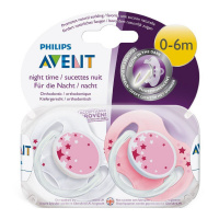 AVENT пустышка силиконовая ортодонтическая Ночная SCF176/28 (0-6 месяцев) 2 шт