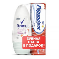 REXONA роликовый антиперсперант Свежесть Белых цветов и Личи 50 мл + зубная паста Pepsodent 25 г
