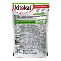 KITEKAT влажный корм для кошек с говядиной в желе 85 г