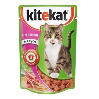 KITEKAT влажный корм для кошек с ягненком в соусе 85г