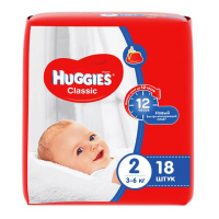 HUGGIES подгузники Classic 2 (3-6кг) 18 шт