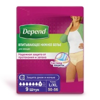 DEPEND белье впитывающее женское размер L/XL (50 - 56) 9 шт