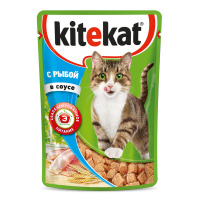 KITEKAT влажный корм для кошек с рыбой в соусе 85 г