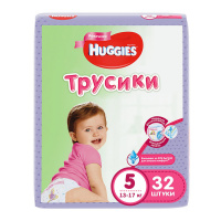 HUGGIES трусики-подгузники для девочек 5 (13-17кг) 32 шт