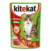 KITEKAT влажный корм для кошек с говядиной в желе 85 г