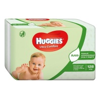 HUGGIES влажные салфетки Ultra Comfort алоэ 128 шт