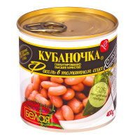 КУБАНОЧКА фасоль консервированная Белая в томатном соусе 400 г