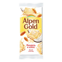 ALPEN GOLD шоколад белый С Миндалем и Кокосовой Стружкой 90 г