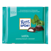RITTER SPORT шоколад темный Мята 100 г