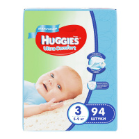 HUGGIES подгузники Ultra Comfort для мальчиков 3 (5-9кг) 94 шт