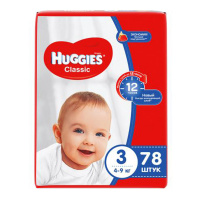 HUGGIES подгузники Classic 3 (4-9кг) 78 шт