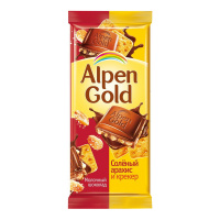 ALPEN GOLD шоколад молочный Соленый Арахис и Крекер 90 г