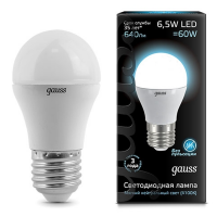 GAUSS лампа светодиодная Globe E27 6.5W 4100K