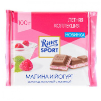 RITTER SPORT шоколад молочный Малина и Йогурт 100 г